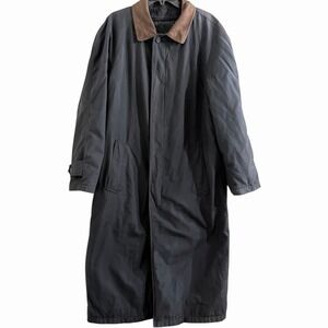 Bill Blass Mens 40L‎ Black Long Car Coat Removable Plaid Liner Overcoat *Flaws*